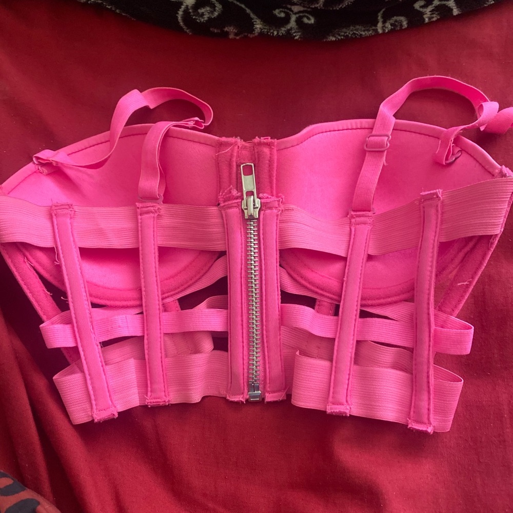 Pink zip up bra 32b